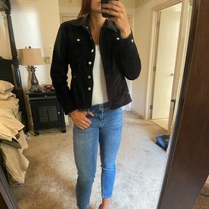 Black Faux Suede Button Jacket